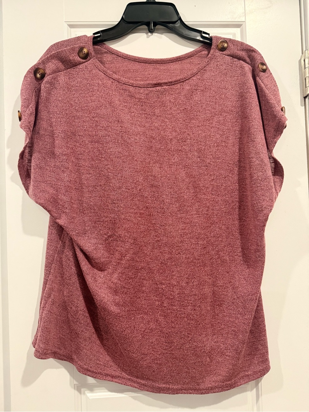 Women’s Button-Shoulder Knit Top in Dusty Rose
